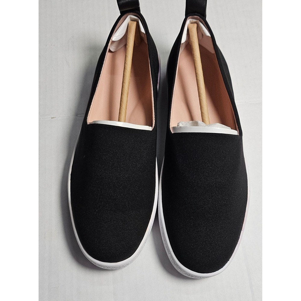 Taryn Rose Gwen Lux Stretch Black Slip On Platform Sneakers 34TR0478 womens 5B